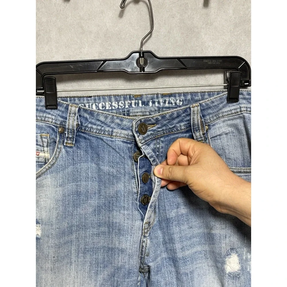 Diesel X Adidas Jeans Men 36X31 Blue Italy ADI-LARKEE Distressed Denim Straight